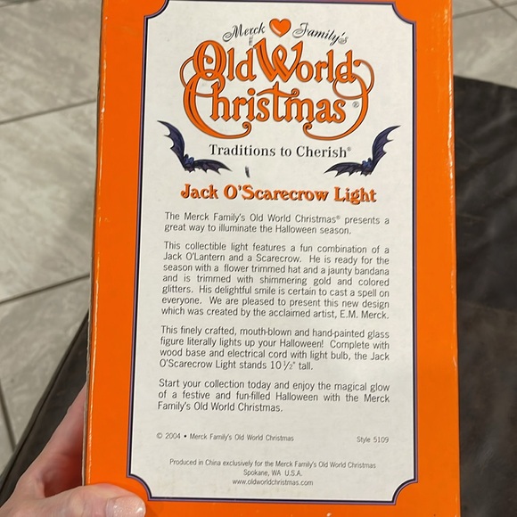 Vintage Old World Christmas Halloween Jack O’ Scarecrow Light - Merck Family - Picture 5 of 10